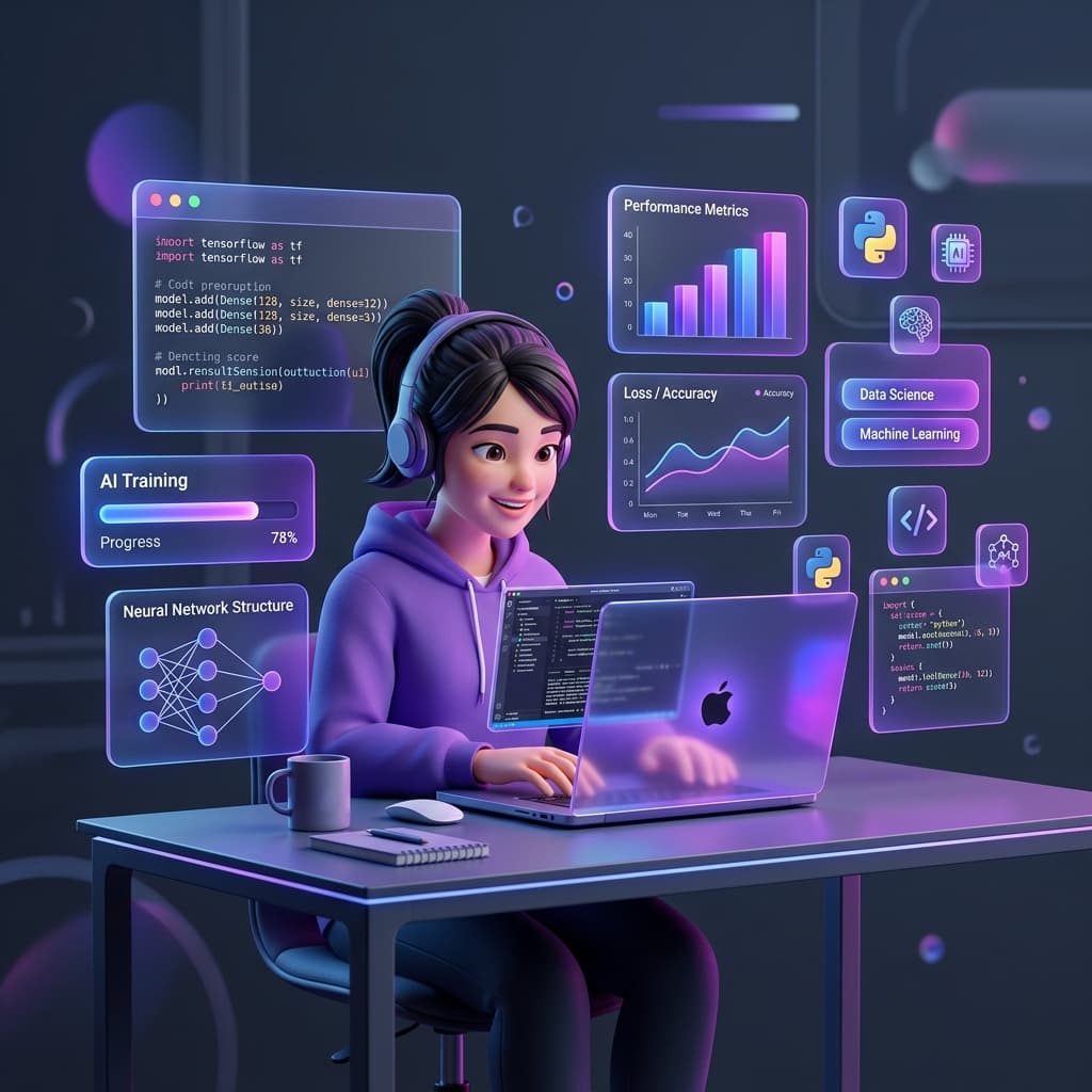 Student learning AI and Programming
